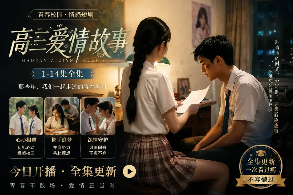 AI短剧《高三爱情故事》高清完整版在线观看-林澈苏晚晴校园恋曲全集无删减-免费网盘流畅播放